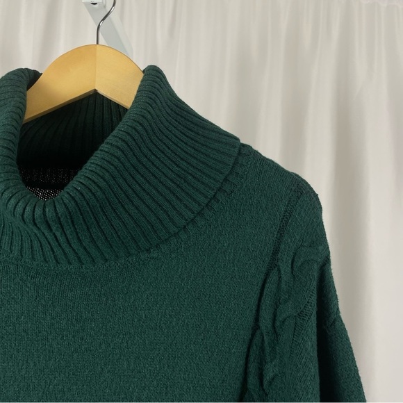 St. John's Bay XXL 2X Emerald Green Cowl Turtleneck Sweater Cable Knit Sleeve - Picture 7 of 7